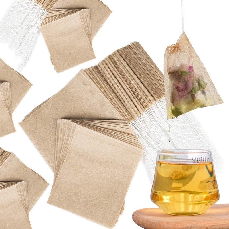 NEPAK 600 Pcs Disposable Tea Filter Bags for Loose Tea,Drawstring Empty Bag for Loose Leaf Tea,with 100% Natural Unbleached Paper(3.15 x 3.94 inch) - Image 1